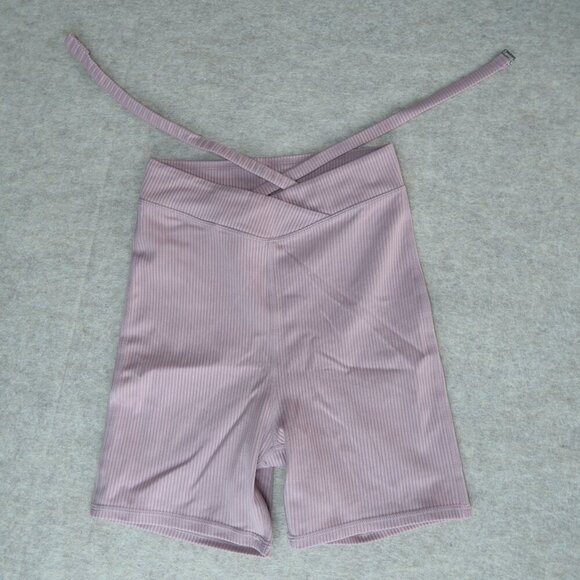 NWOT For Love & Lemons Chloe Biker Shorts Pink Ribbed Waist Strap Women's XS - Picture 3 of 12